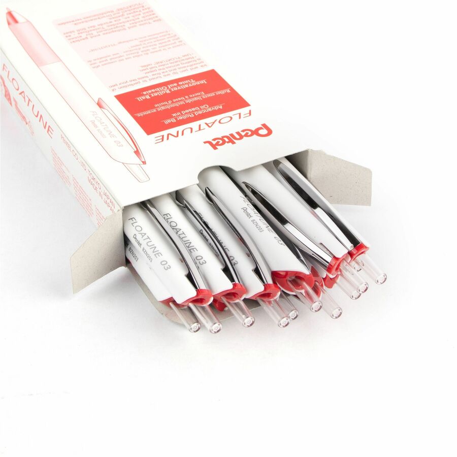 Pentel Floatune, Retractable Advanced Rollerball Pen, 0.3mm Tip, Red Ink - BZN203-B