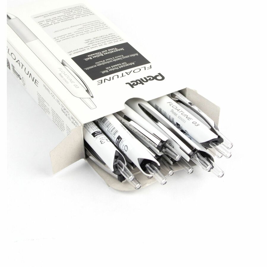 Pentel Floatune, Retractable Advanced Rollerball Pen, 0.3mm Tip, Black Ink - BZN203-A