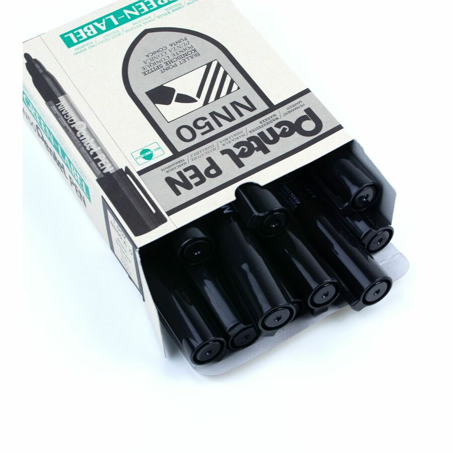 Pentel Green Label Permanent Marker (5.0mm), Bullet Tip, Black ink - NN50-A