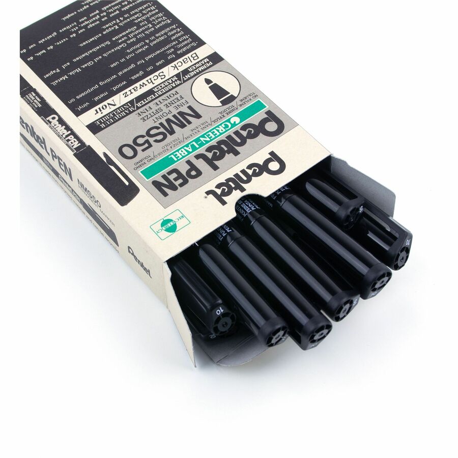 Pentel Green Label Permanent Marker (2.0mm), Bullet Tip, Black Ink - NMS50-A