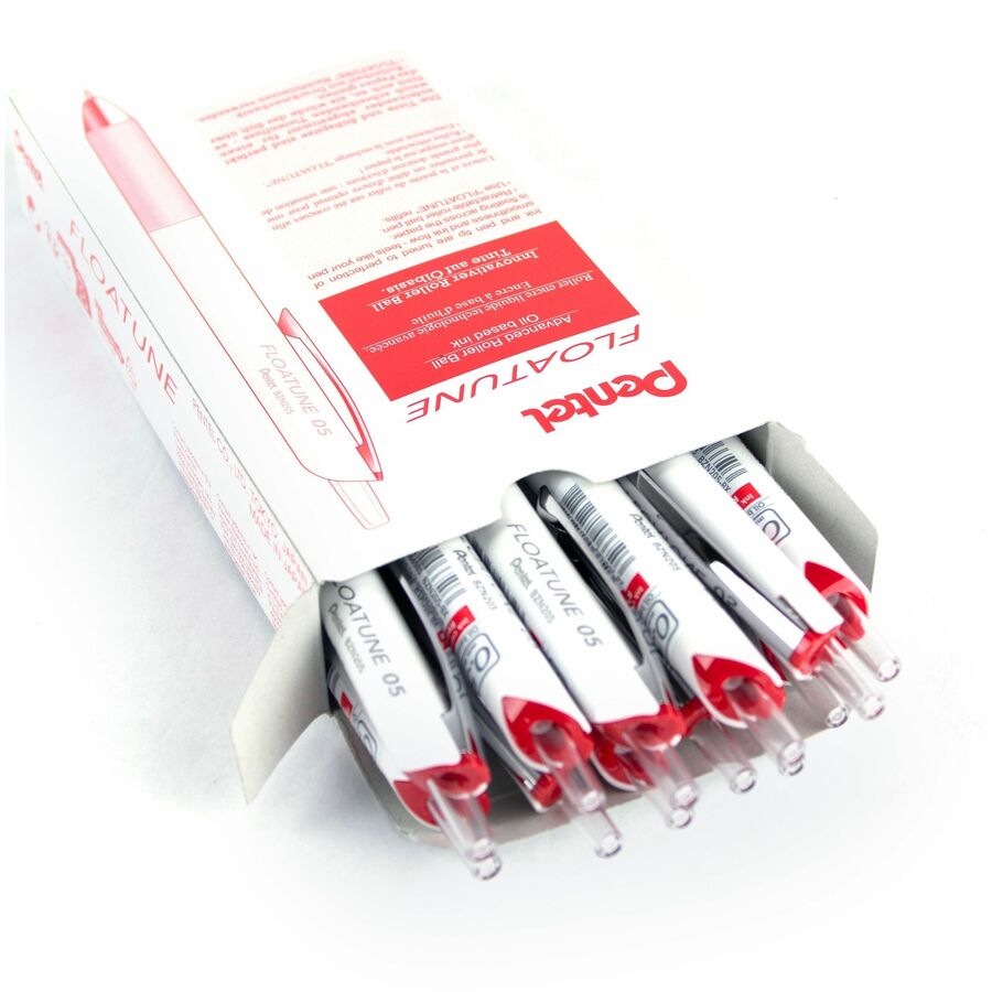 Pentel Floatune, Retractable Advanced Rollerball Pen, 0.5mm Tip, Red Ink - BZN205-B
