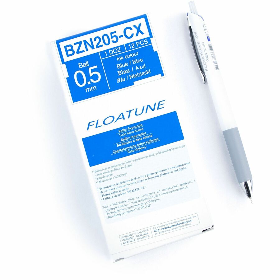Pentel Floatune, Retractable Advanced Rollerball Pen, 0.5mm Tip, Blue Ink - BZN205-C