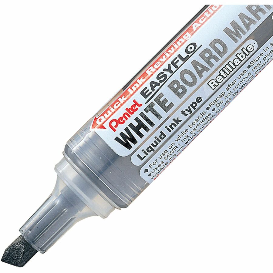 Pentel Easyflo White Board Marker, Chisel Tip (1.3/5.2mm), Black Ink - MW60M-A