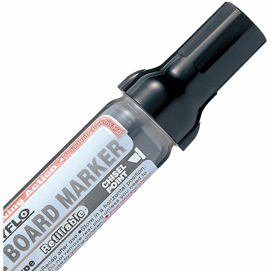Pentel Easyflo White Board Marker, Chisel Tip (1.3/5.2mm), Black Ink - MW60M-A