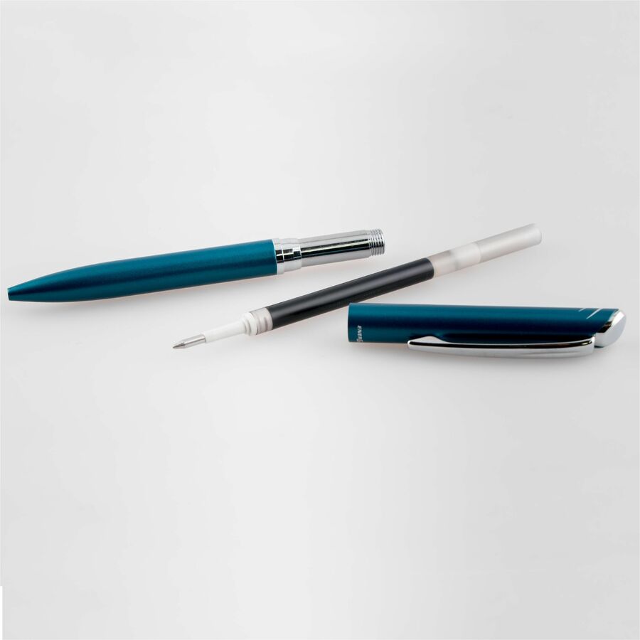 Pentel EnerGel Retractable Liquid Gel Pen, (0.7mm) Sky Blue Metal Body, Black Ink, Gift Case - BL2007S-AE1