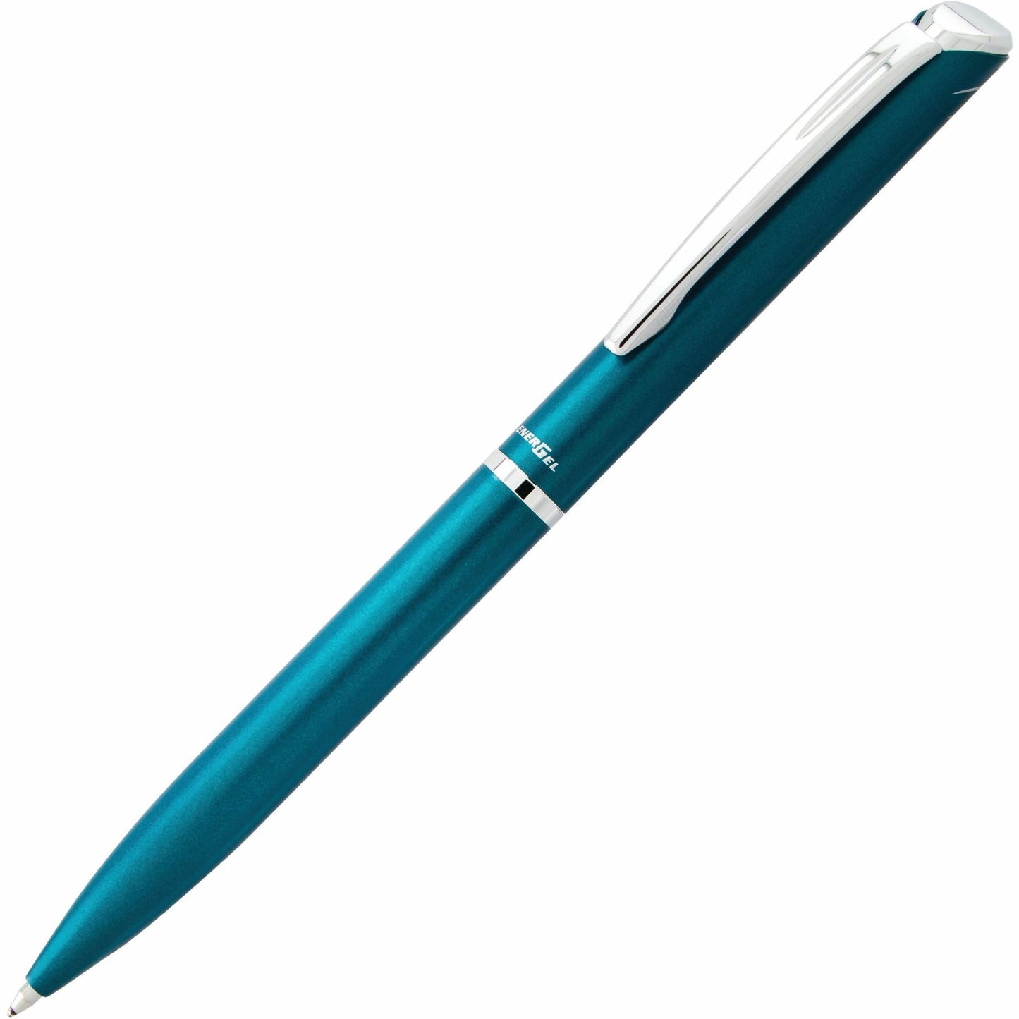 Pentel EnerGel Retractable Liquid Gel Pen, (0.7mm) Sky Blue Metal Body, Black Ink, Gift Case