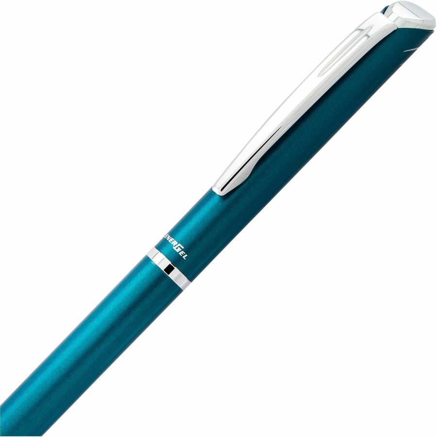 Pentel EnerGel Retractable Liquid Gel Pen, (0.7mm) Sky Blue Metal Body, Black Ink, Gift Case - BL2007S-AE1
