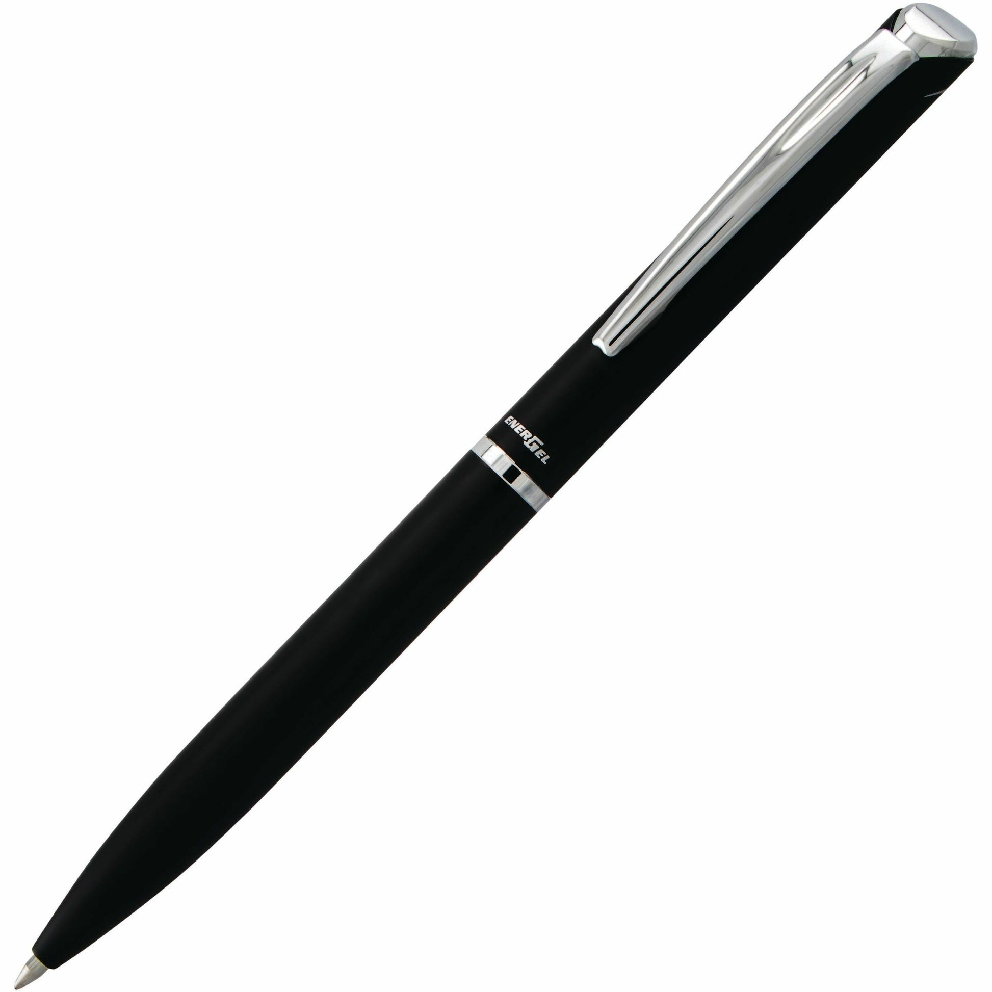 Pentel EnerGel Retractable Liquid Gel Pen, (0.7mm) Black Metal Body, Black Ink, Gift Case