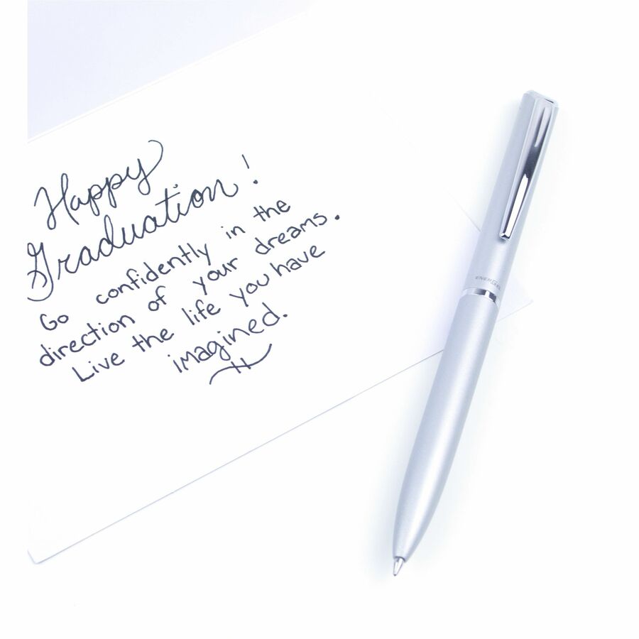 Pentel EnerGel Retractable Liquid Gel Pen, (0.7mm) Silver Metal Body, Black Ink, Gift Case - BL2007Z-AE1