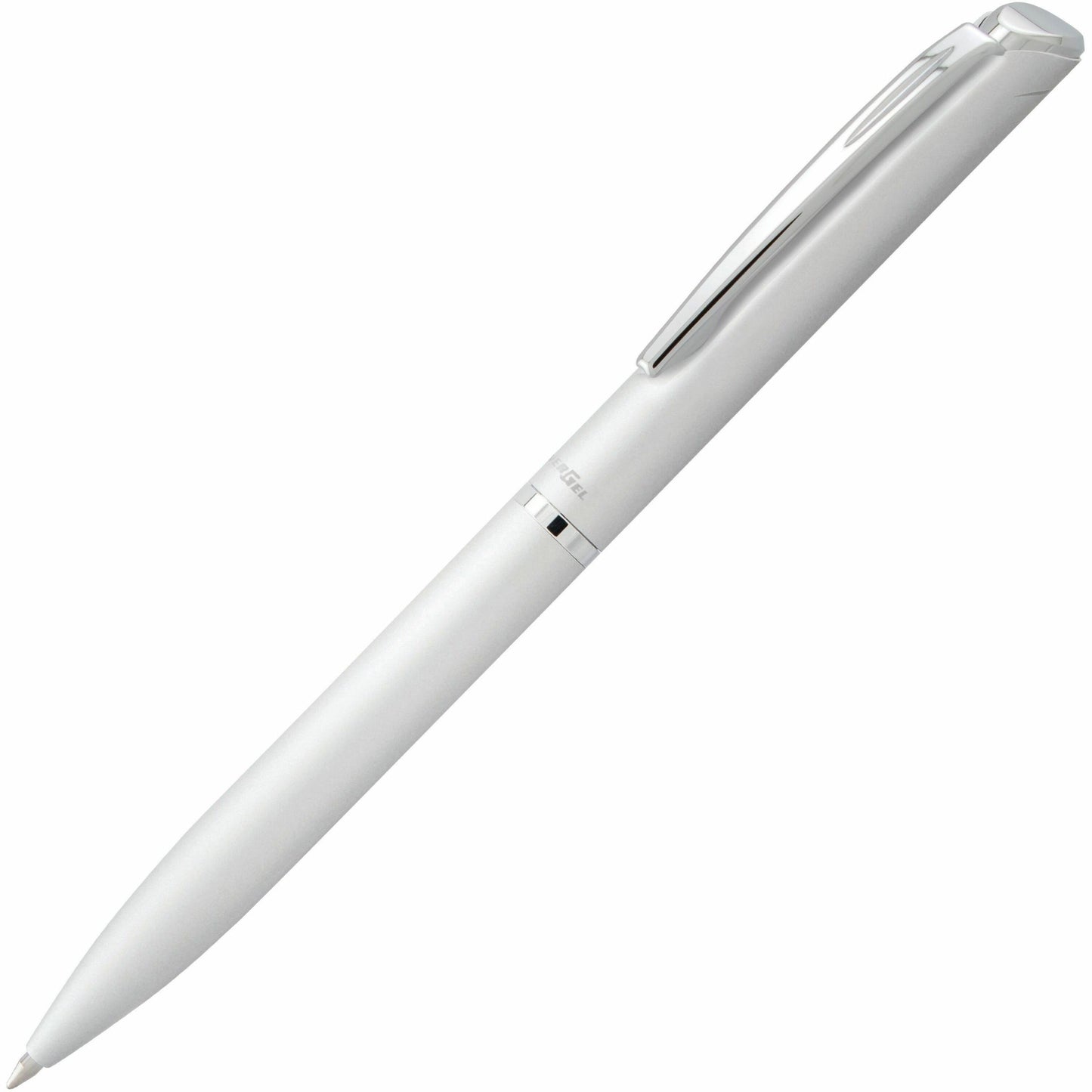 Pentel EnerGel Retractable Liquid Gel Pen, (0.7mm) Silver Metal Body, Black Ink, Gift Case
