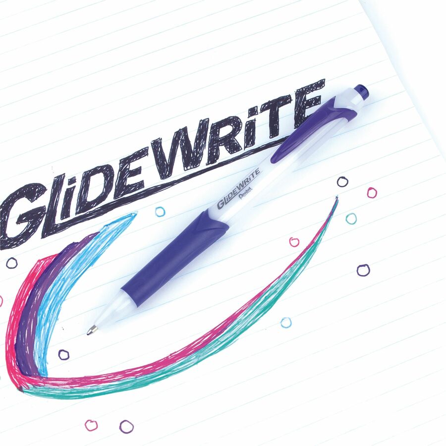 Pentel GlideWrite Ballpoint Pen with TechnIFlo Ink, (1.0mm) Bold Point, Blue Ink - BX910-C