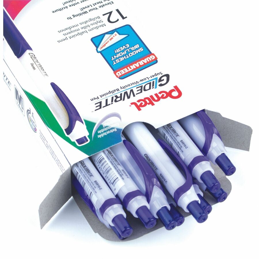 Pentel GlideWrite Ballpoint Pen with TechnIFlo Ink, (1.0mm) Bold Point, Blue Ink - BX910-C