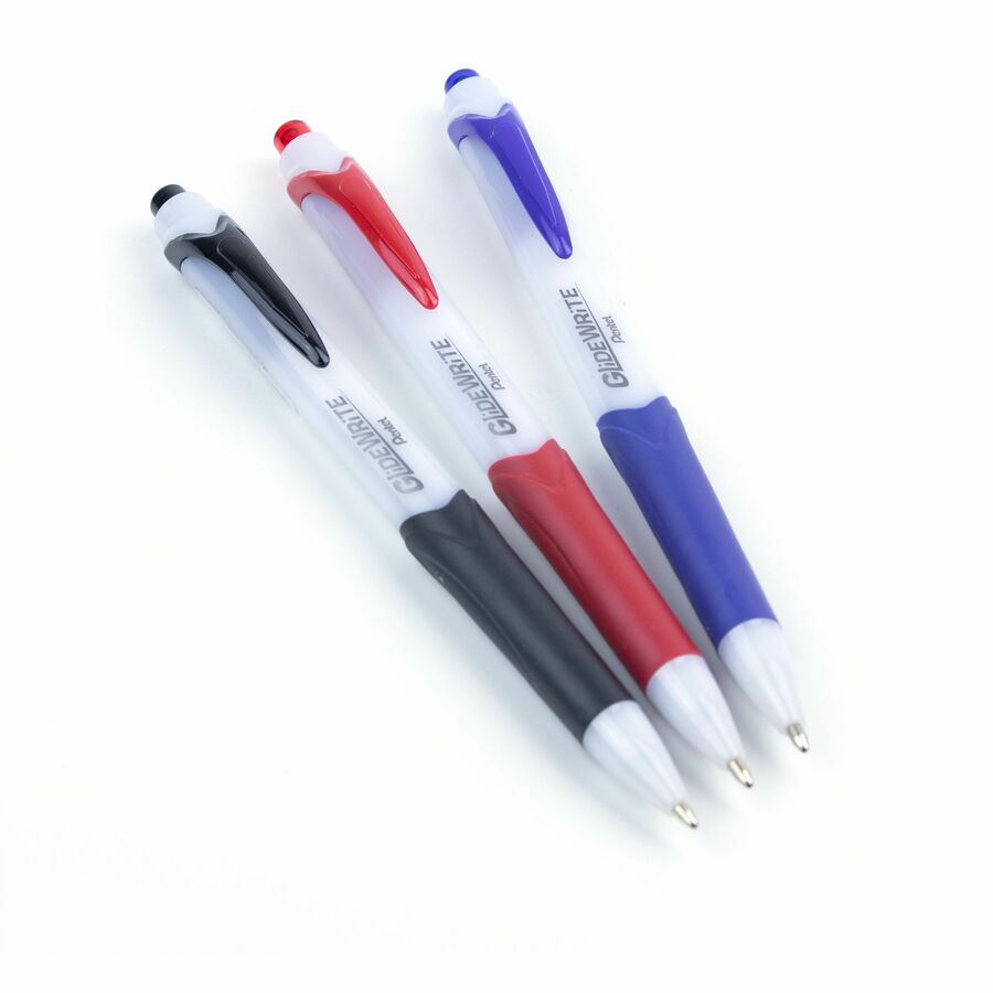Pentel GlideWrite Ballpoint Pen with TechnIFlo Ink, (1.0mm) Bold Point, 3PC Assorted Pack - BX910BP3-M
