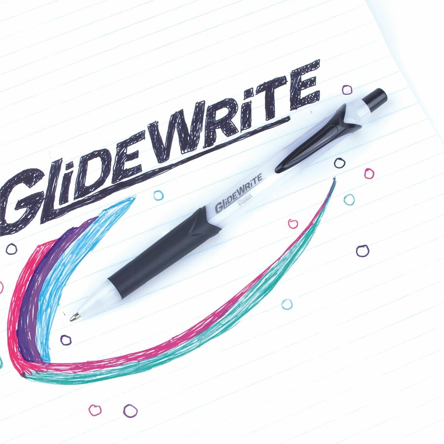 Pentel GlideWrite Ballpoint Pen with TechnIFlo Ink, (1.0mm) Bold Point, Black Ink - BX910-A