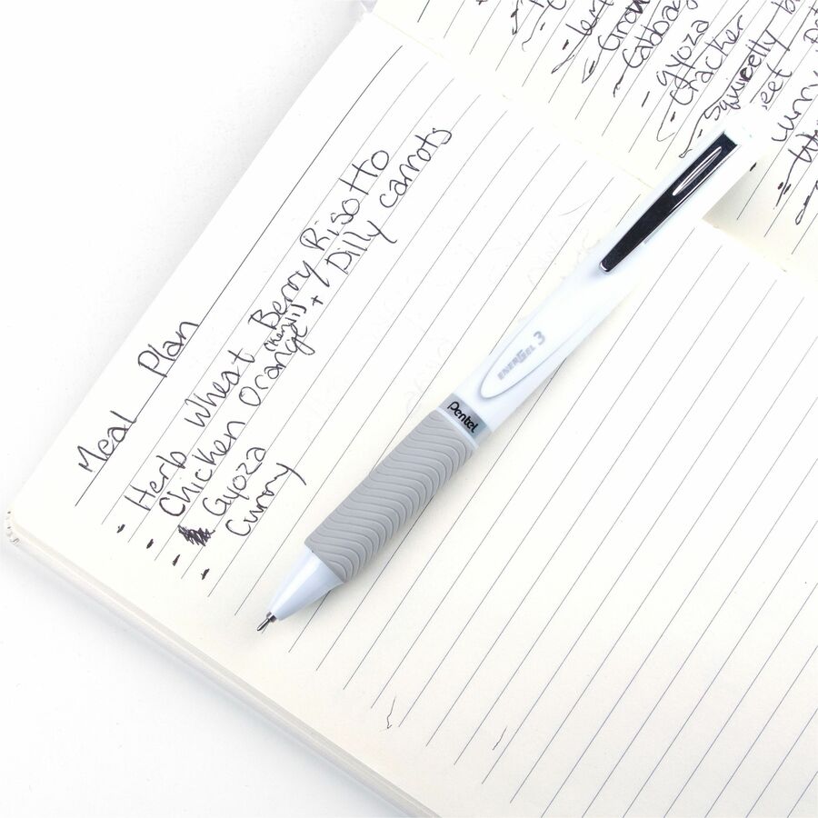 Pentel EnerGel 3 Multi-Function, 3-Ink Gel Pen, (0.5mm), Black/Red/Blue Ink, White Barrel - BLC35W