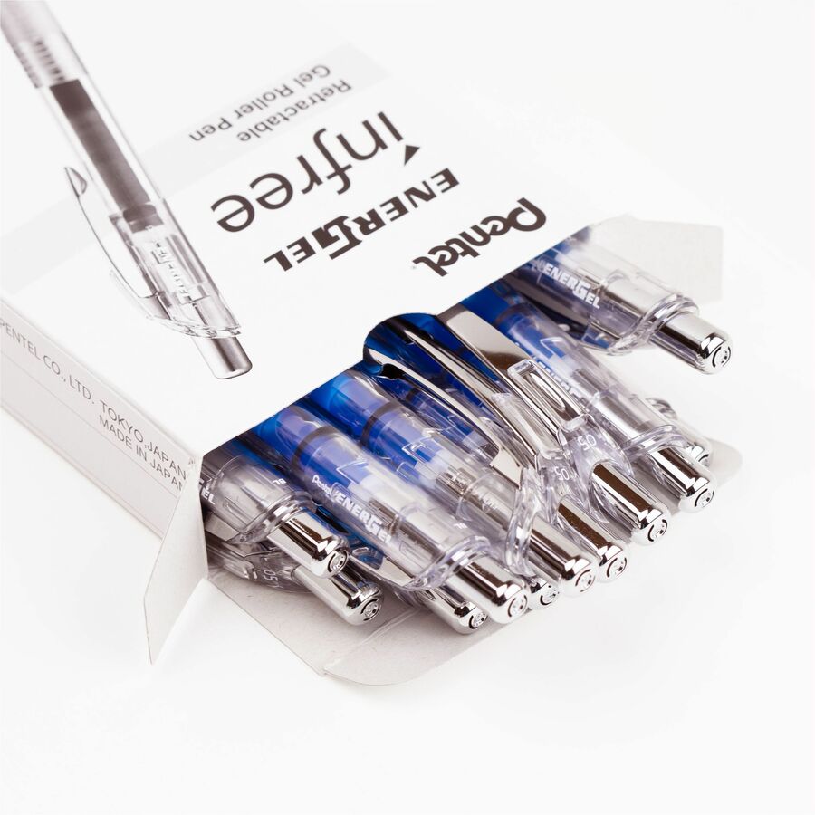 Pentel Infree Retractable Liquid Gel Pen, (0.5mm) Needle Tip, Blue Ink - BLN75TL-C