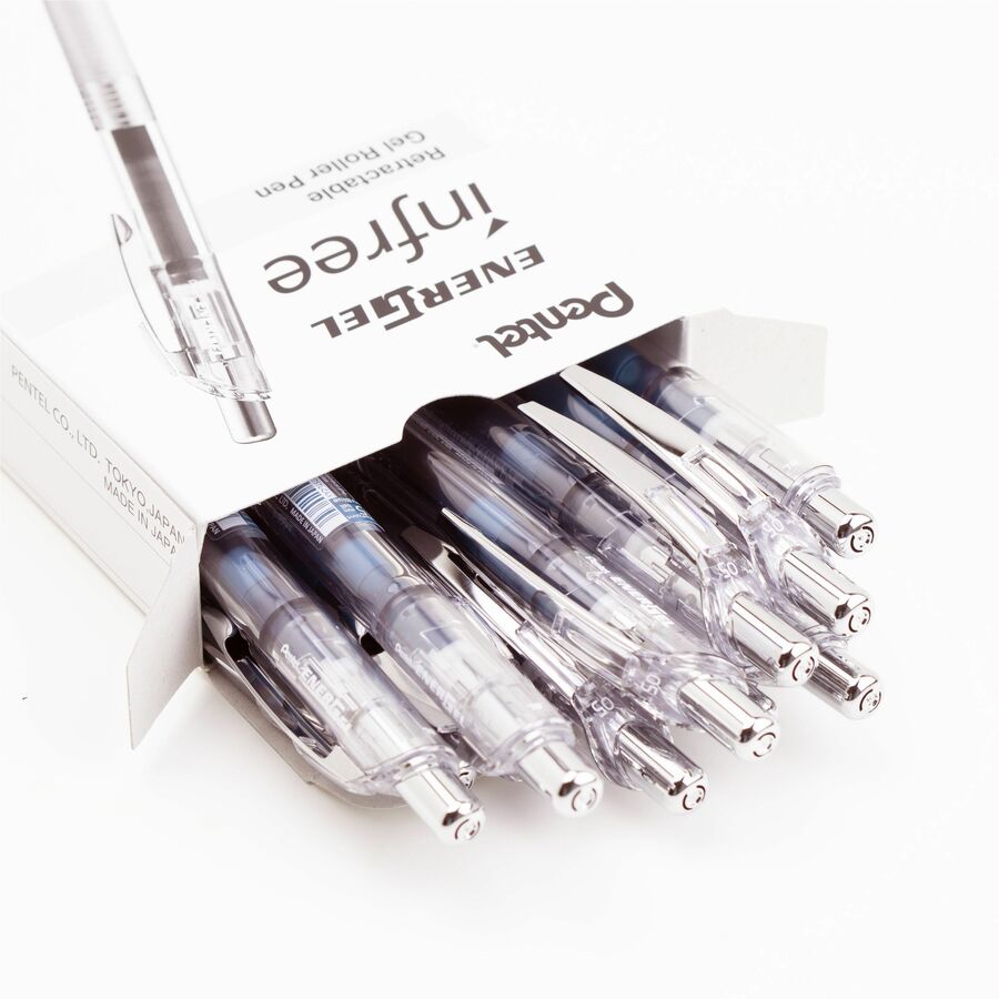 Pentel Infree Retractable Liquid Gel Pen, (0.5mm) Needle Tip, Navy Blue Ink - BLN75TL-CA