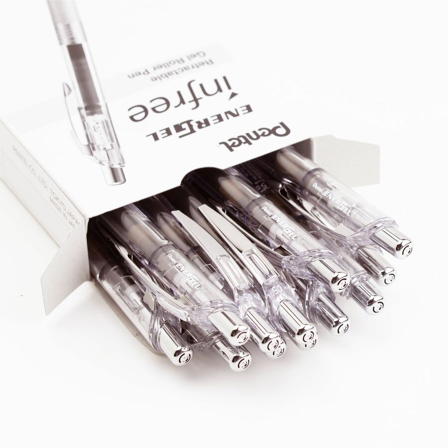 Pentel Infree Retractable Liquid Gel Pen, (0.5mm) Needle Tip, Black Ink - BLN75TL-A