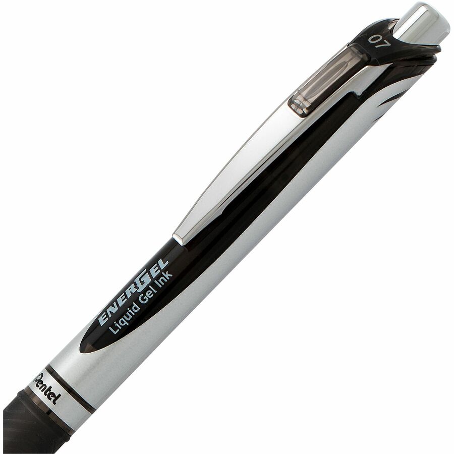 Pentel EnerGel Retractable Gel Roller, (0.7mm) Metal Tip, Black Ink, 2PC Pack - BL77BP2-A