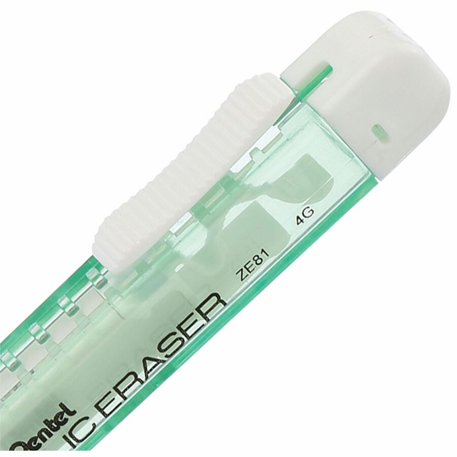 Pentel CLIC ERASER, Rectangular Retractable Eraser, Green Transparent Barrel - ZE81K-W