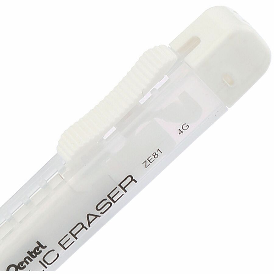 Pentel CLIC ERASER, Rectangular Retractable Eraser, White Transparent Barrel - ZE81W-W