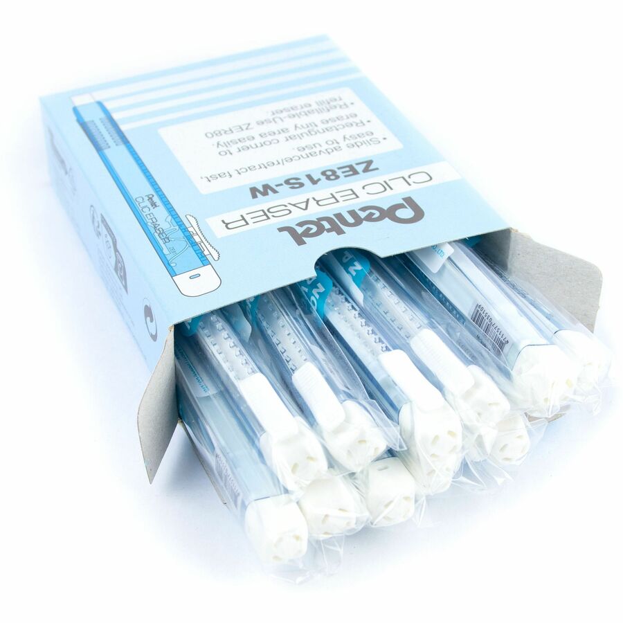 Pentel CLIC ERASER, Rectangular Retractable Eraser, Blue Transparent Barrel - ZE81S-W