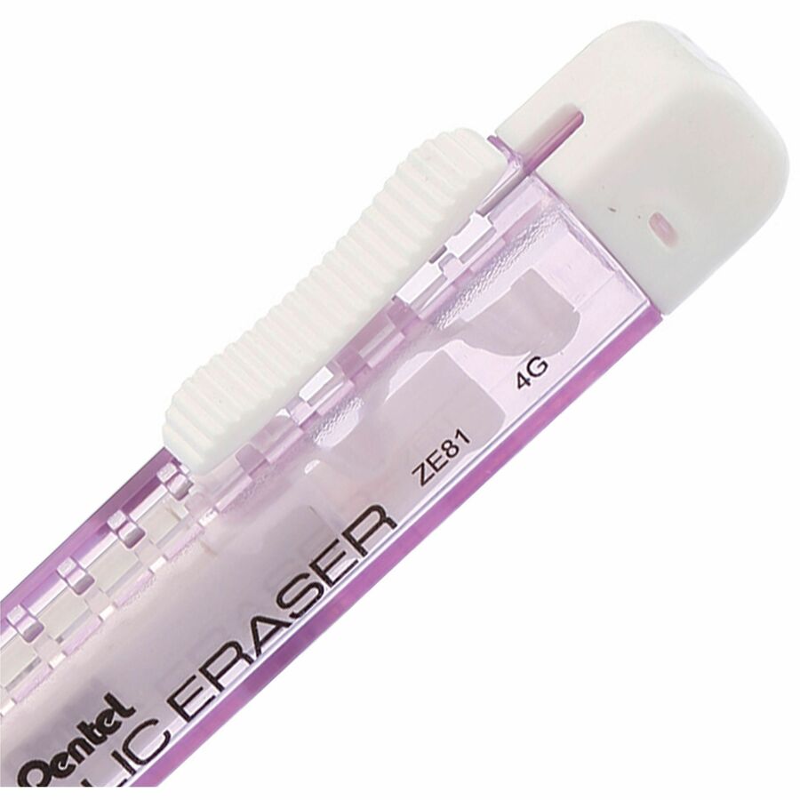 Pentel CLIC ERASER, Rectangular Retractable Eraser, Violet Transparent Barrel - ZE81V-W