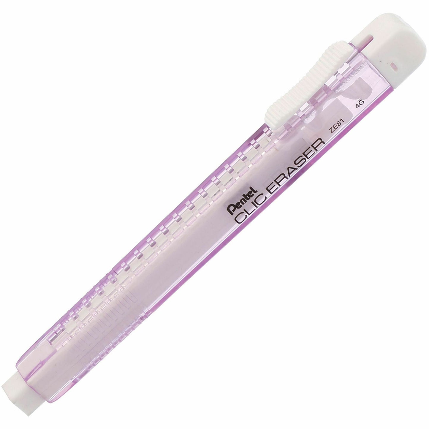 Pentel CLIC ERASER, Rectangular Retractable Eraser, Violet Transparent Barrel