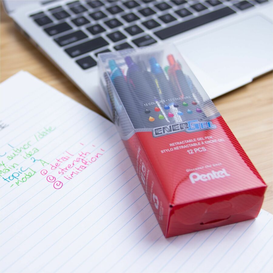 Pentel Black Slim Barrel 12 Colour Pack - BL437RPC12