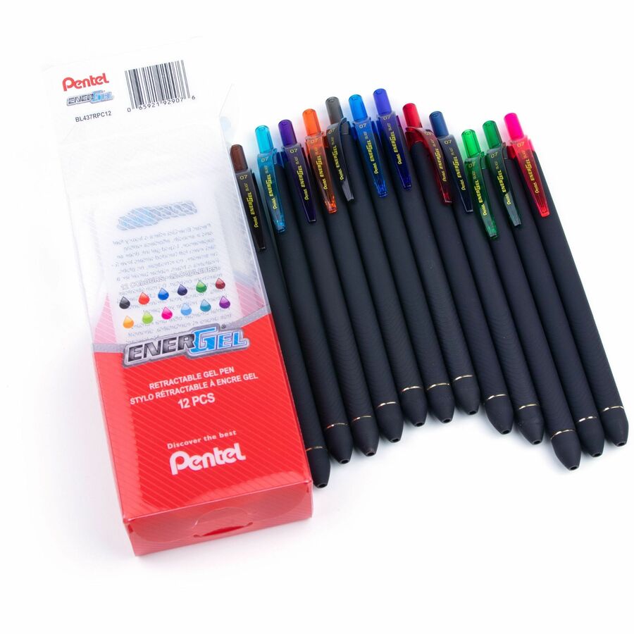 Pentel Black Slim Barrel 12 Colour Pack - BL437RPC12