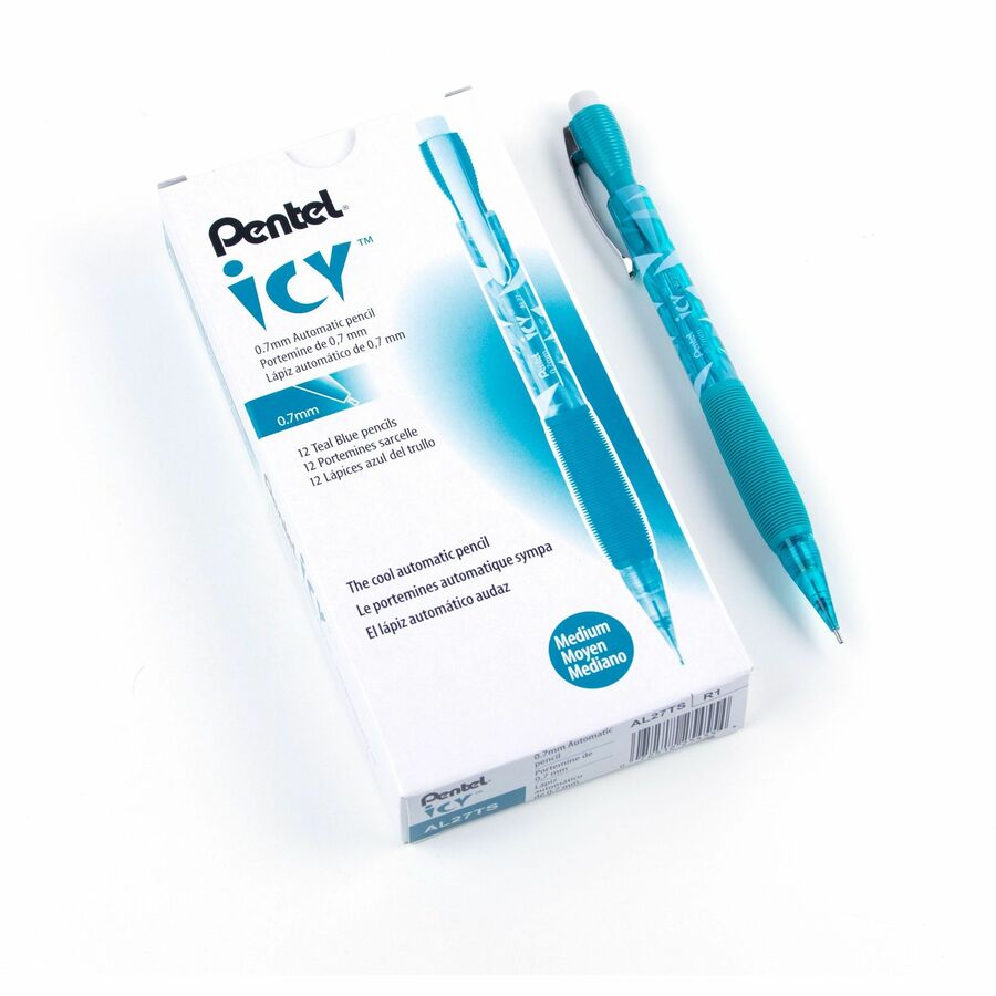 Pentel Icy Mechanical Pencil (0.7mm), Tinted Teal Blue Barrel - AL27TS