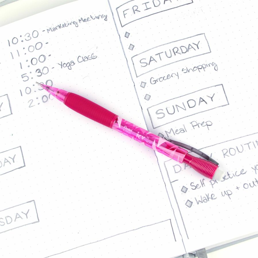 Pentel Icy Mechanical Pencil (0.7mm), Tinted Pink Barrel - AL27TP