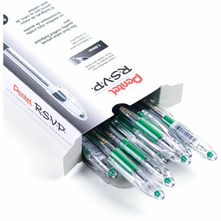 Pentel R.S.V.P. Ballpoint Pen, (1.0mm), Green Ink - BK91-D