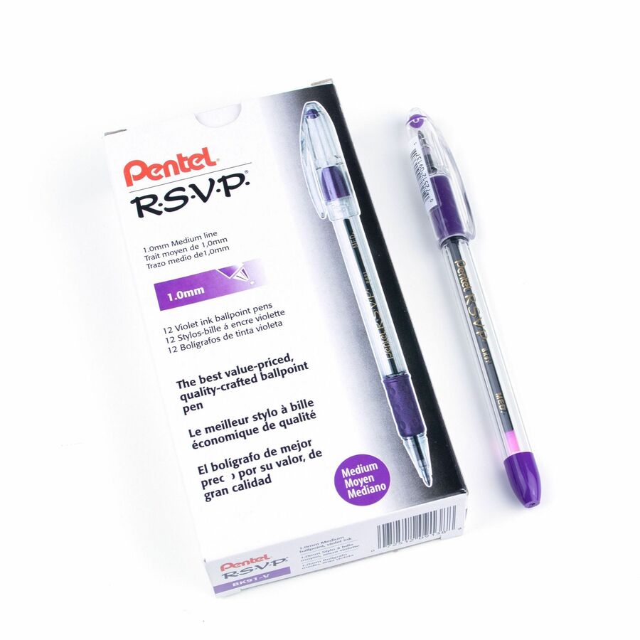 Pentel R.S.V.P. Ballpoint Pen, (1.0mm), Violet Ink - BK91-V