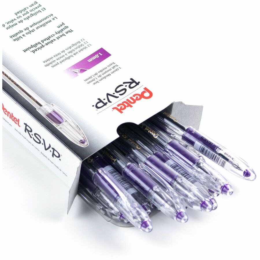 Pentel R.S.V.P. Ballpoint Pen, (1.0mm), Violet Ink - BK91-V