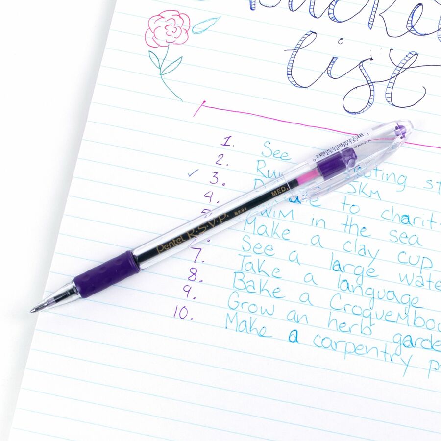 Pentel R.S.V.P. Ballpoint Pen, (1.0mm), Violet Ink - BK91-V