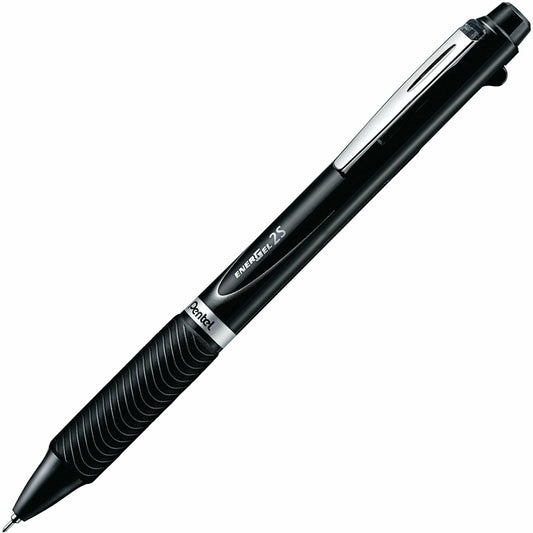 Pentel EnerGel 2S Multi-Function, 2-Ink + Pencil, (0.5mm), Black/Red Ink/0.5mm Pencil, Black Barrel