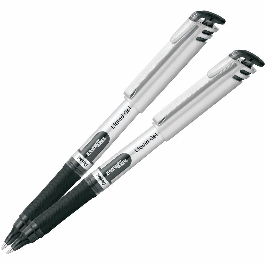 Pentel EnerGel Liquid Gel Pen, (0.7mm) Metal Tip, Capped, Black Ink, 2PC Pack - BL17BP2-A
