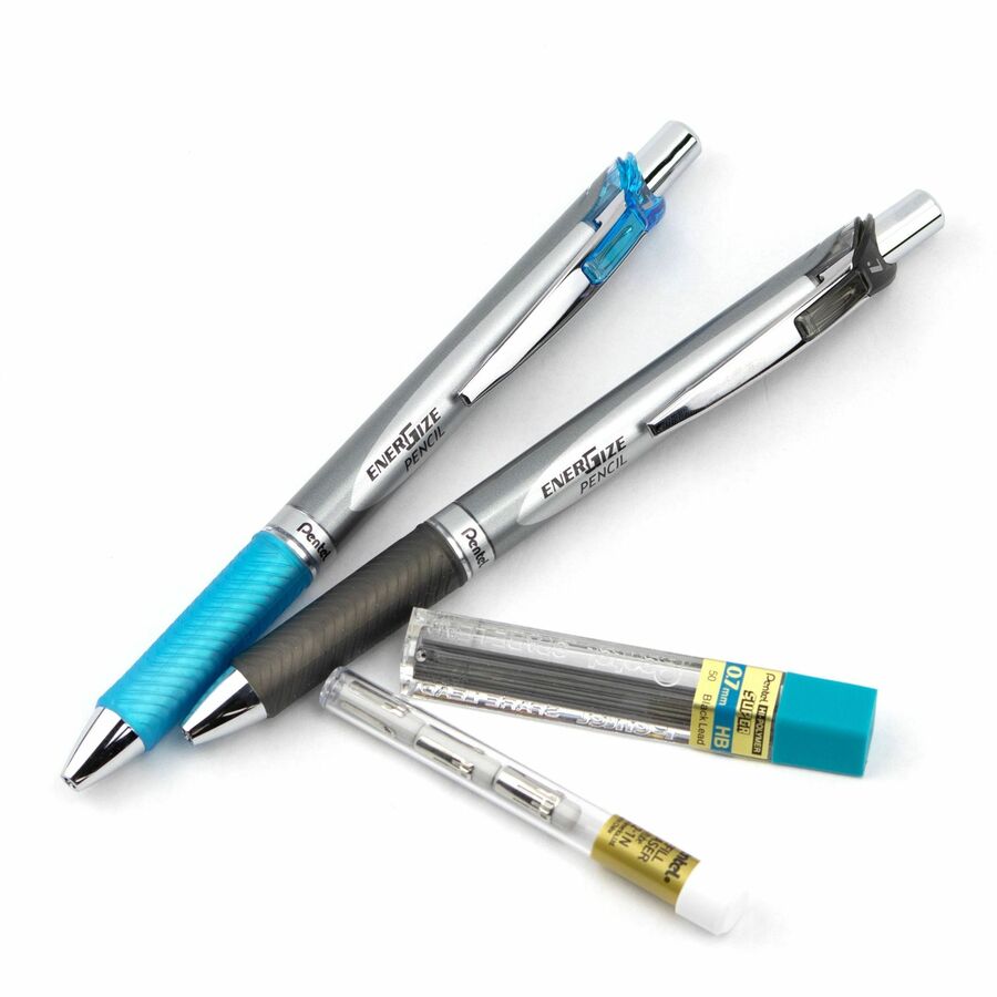 Pentel EnerGize Retractable Mechanical Pencil (0.7mm) 2PC Pack with 0.7mm Refill Lead and Refill Eraser - PL77LEBP2
