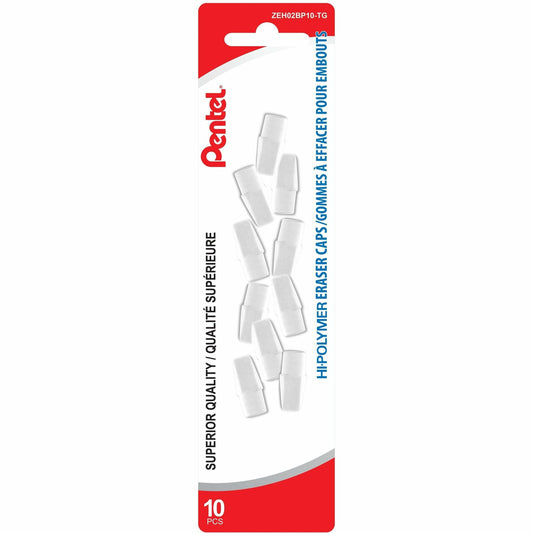 Pentel Hi-Polymer Eraser Cap, 10PC Pack
