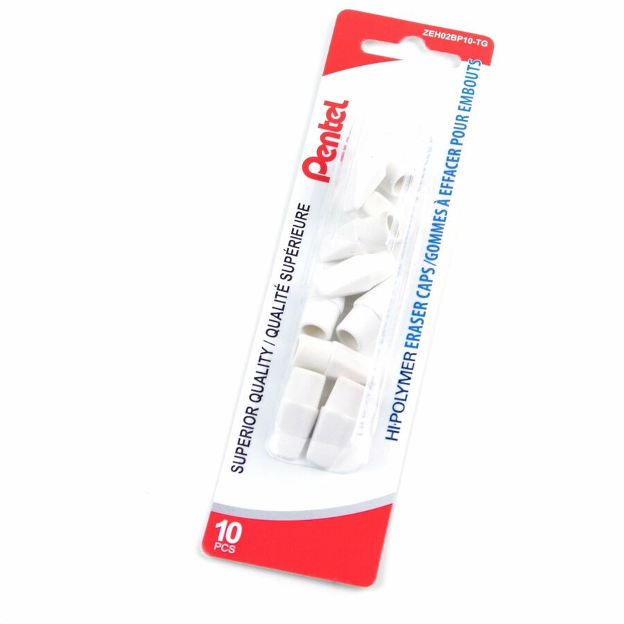 Pentel Hi-Polymer Eraser Cap, 10PC Pack - ZEH02BP10-TG