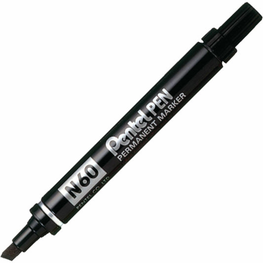Pentel Pen Permanent Marker, Chisel Tip, Black Ink