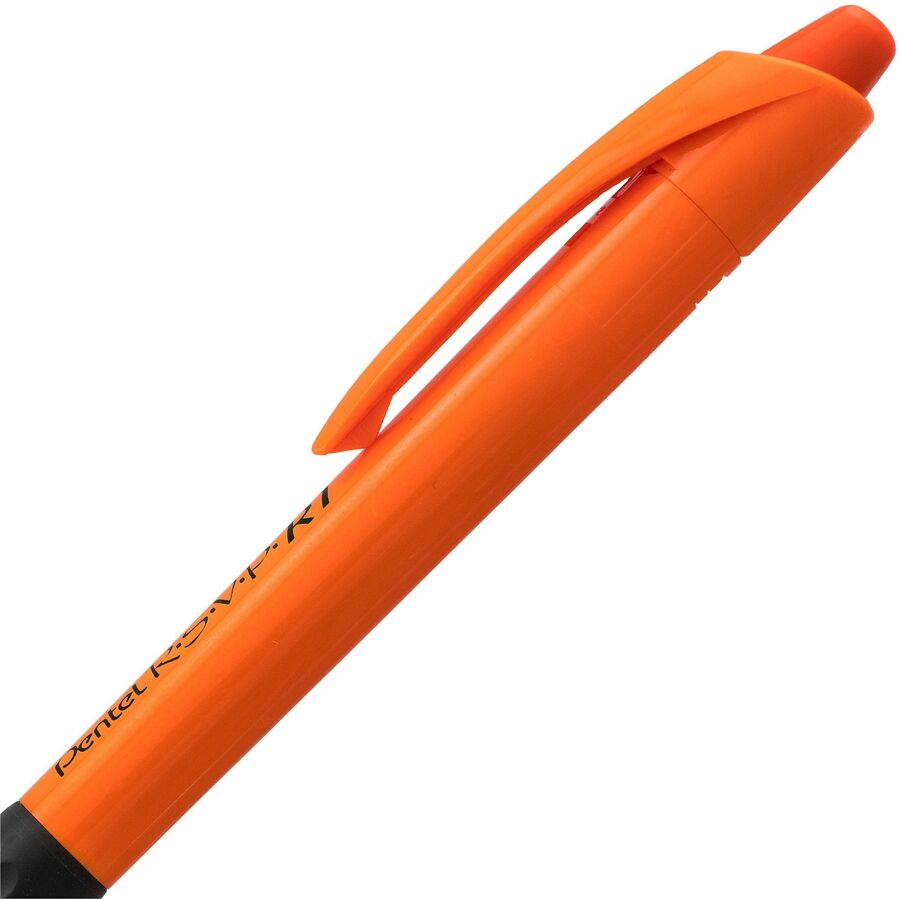 Pentel R.S.V.P. Safety Colour Orange Barrel Ballpoint Pen Retractable, Black Ink - BK93HDF-A