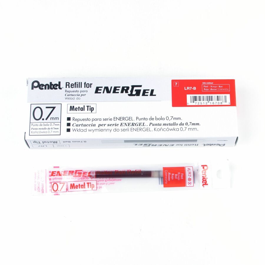 Pentel Refill Ink - For Pentel EnerGel Gel Pen, (0.7mm) Medium Point, Red Ink - LR7-B