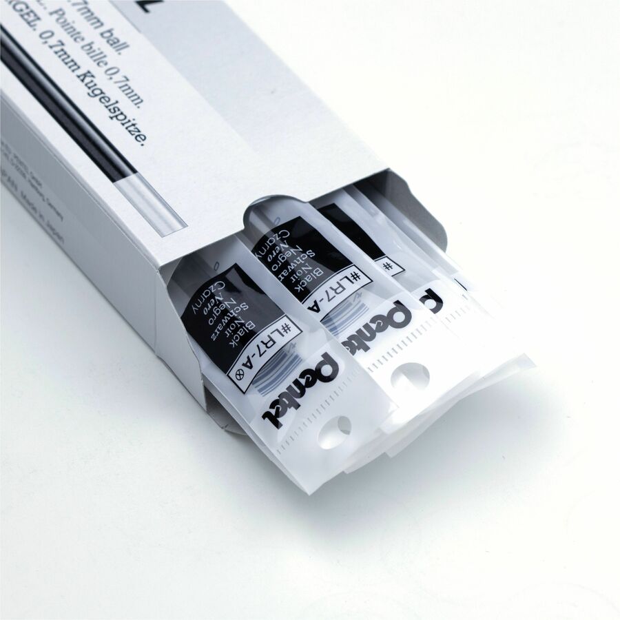 Pentel Refill Ink - For Pentel EnerGel Gel Pen, (0.7mm), Medium Point, Black Ink - LR7-A