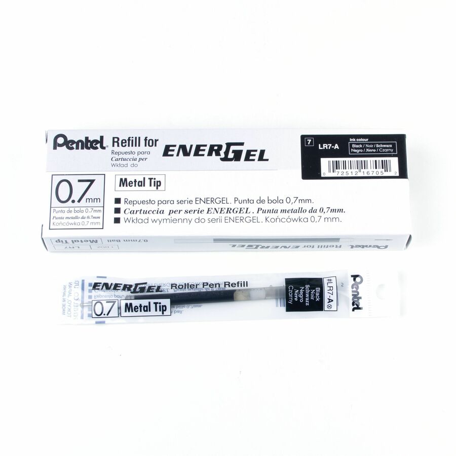 Pentel Refill Ink - For Pentel EnerGel Gel Pen, (0.7mm), Medium Point, Black Ink - LR7-A