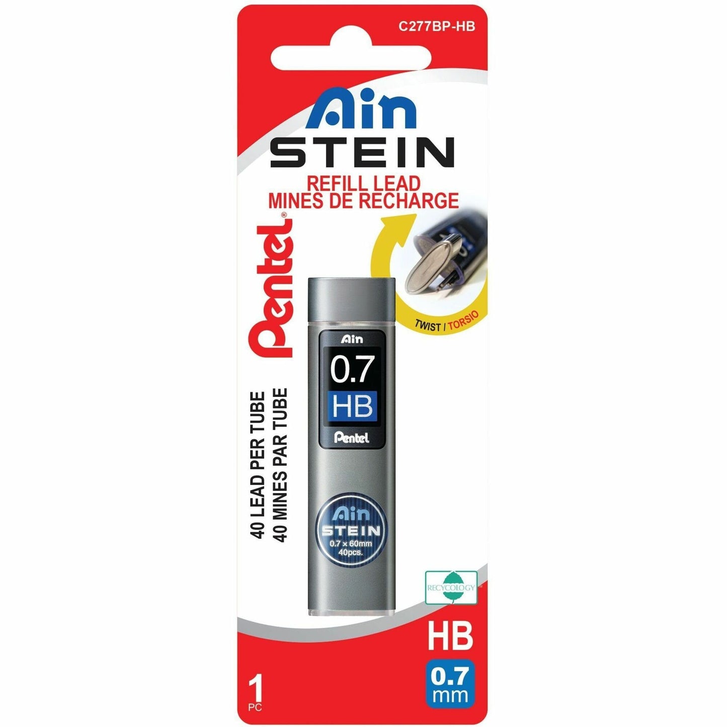 Pentel Ain Stein Lead Refill (0.7mm), HB, 40 Leads per Tube, 1PC Pack