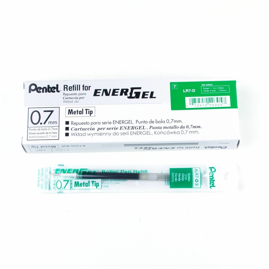 Pentel Refill Ink - For Pentel EnerGel Gel Pen, (0.7mm) Medium Point, Green Ink - LR7-D