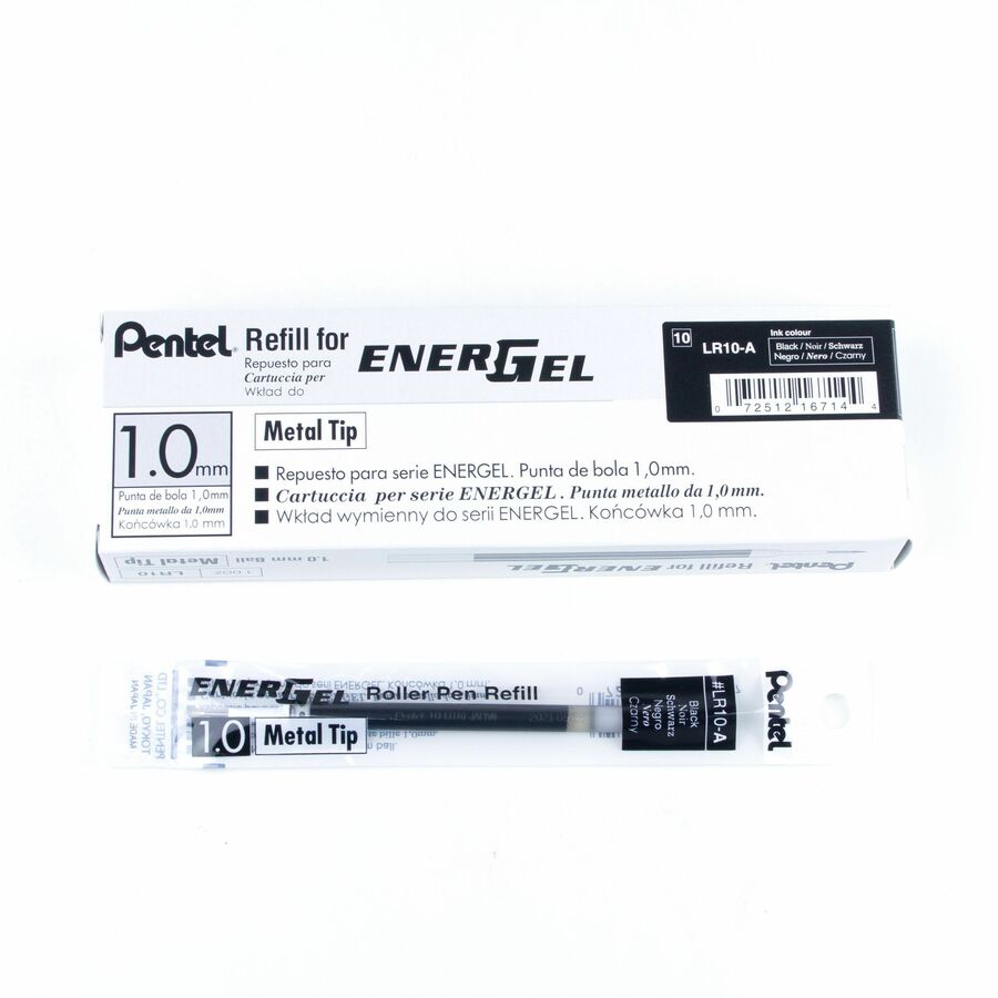 Pentel Refill Ink - For Pentel EnerGel Gel Pen (1.0mm) Bold Point, Black Ink - LR10-A