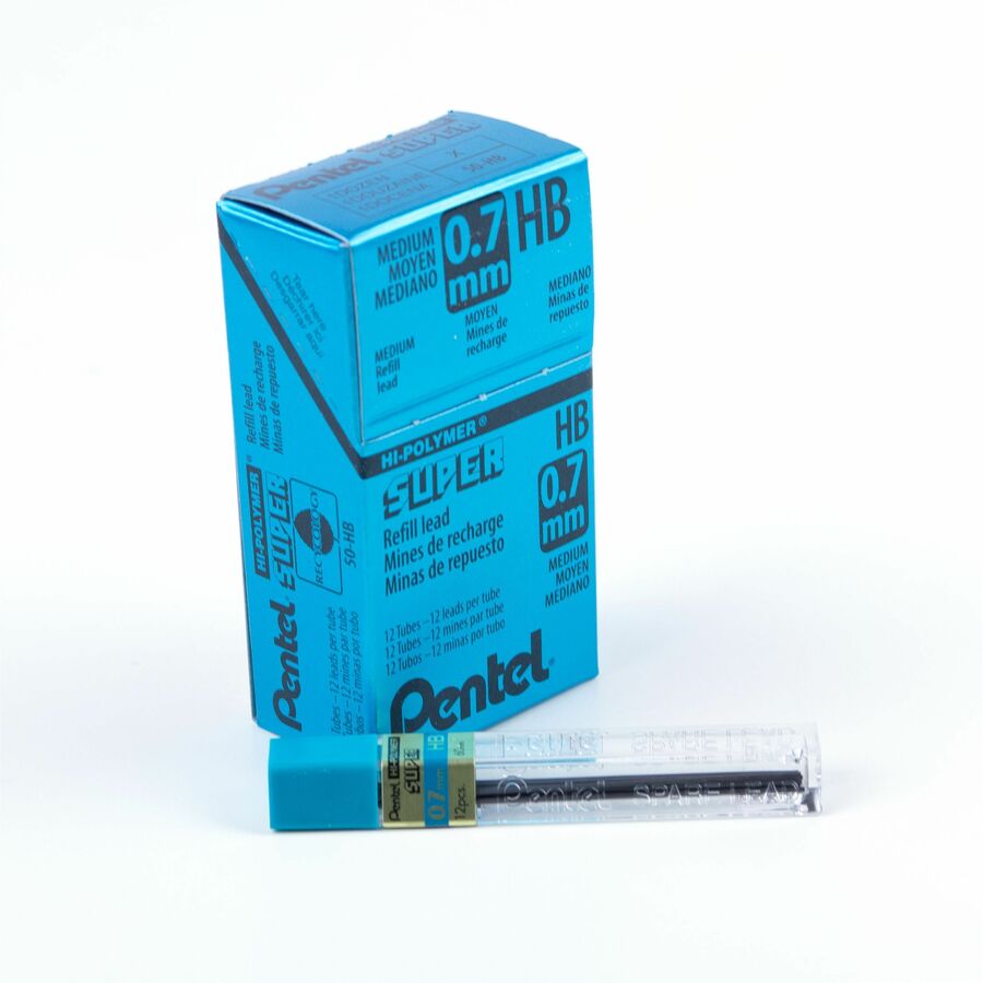 Pentel Super Hi-Polymer Lead Refill (0.7mm), HB, 12 Leads per Tube - 50-HB